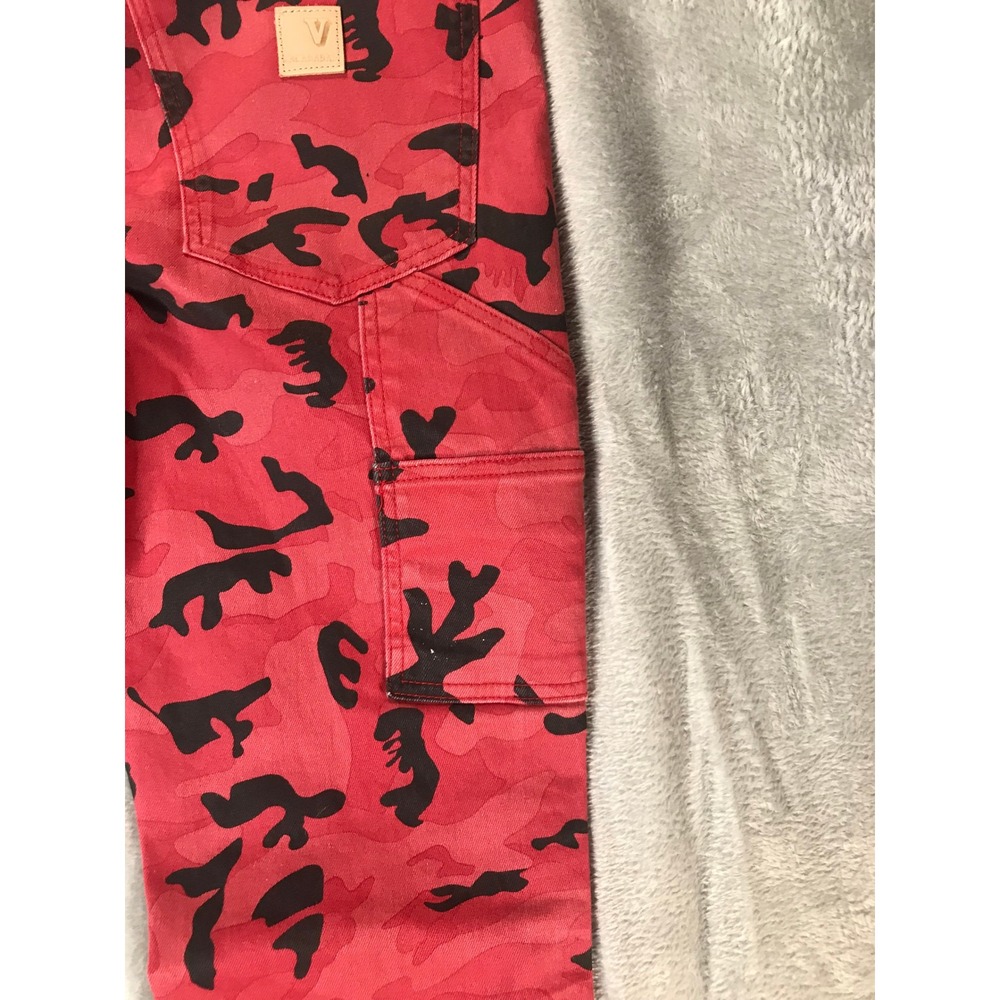 Valabasas Red Camo Carpenter Jeans Mens Flare Leg Raw Hem Streetwear Denim 35x39 - Picture 15 of 16